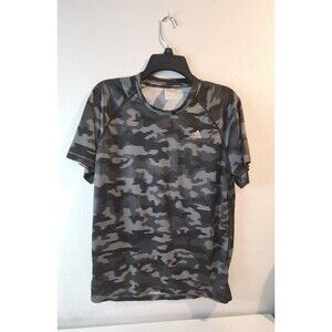 ADIDAS Shirt  Men's  camo Moisture Wicking Fabric Fit Sz Large color black olive